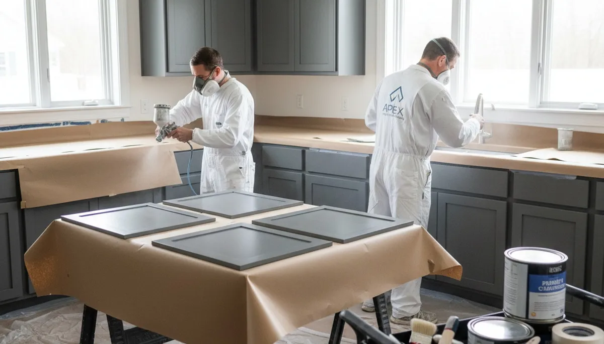 Professional cabinet painting in Sarasota, FL kitchen with durable coastal finish