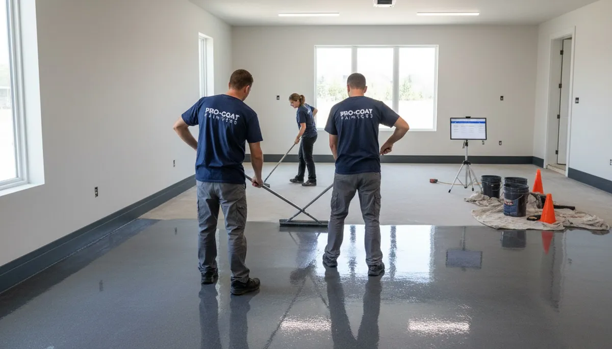 Professional epoxy garage floor coating in Sarasota FL with durable, glossy finish for homes and workshops