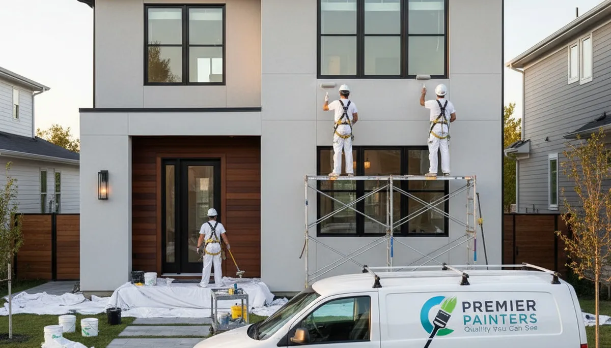 Professional exterior house painters in Sarasota, FL applying weather-resistant paint for lasting curb appeal