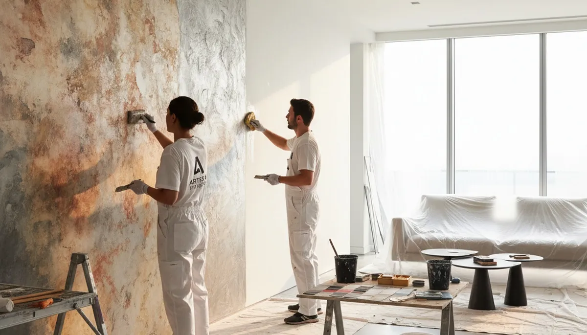 Professional faux painting for coastal home interior in Sarasota, FL by decorative finish experts