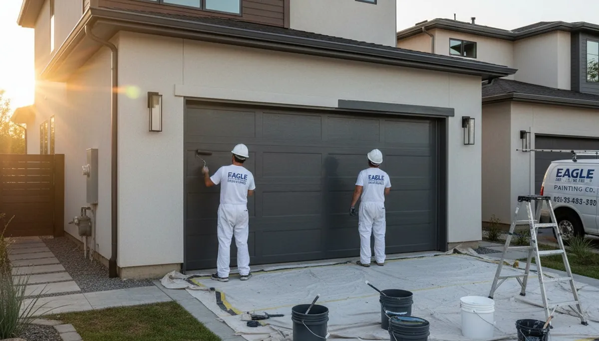 Professional garage door painting in Sarasota FL boosting curb appeal with durable coastal finishes