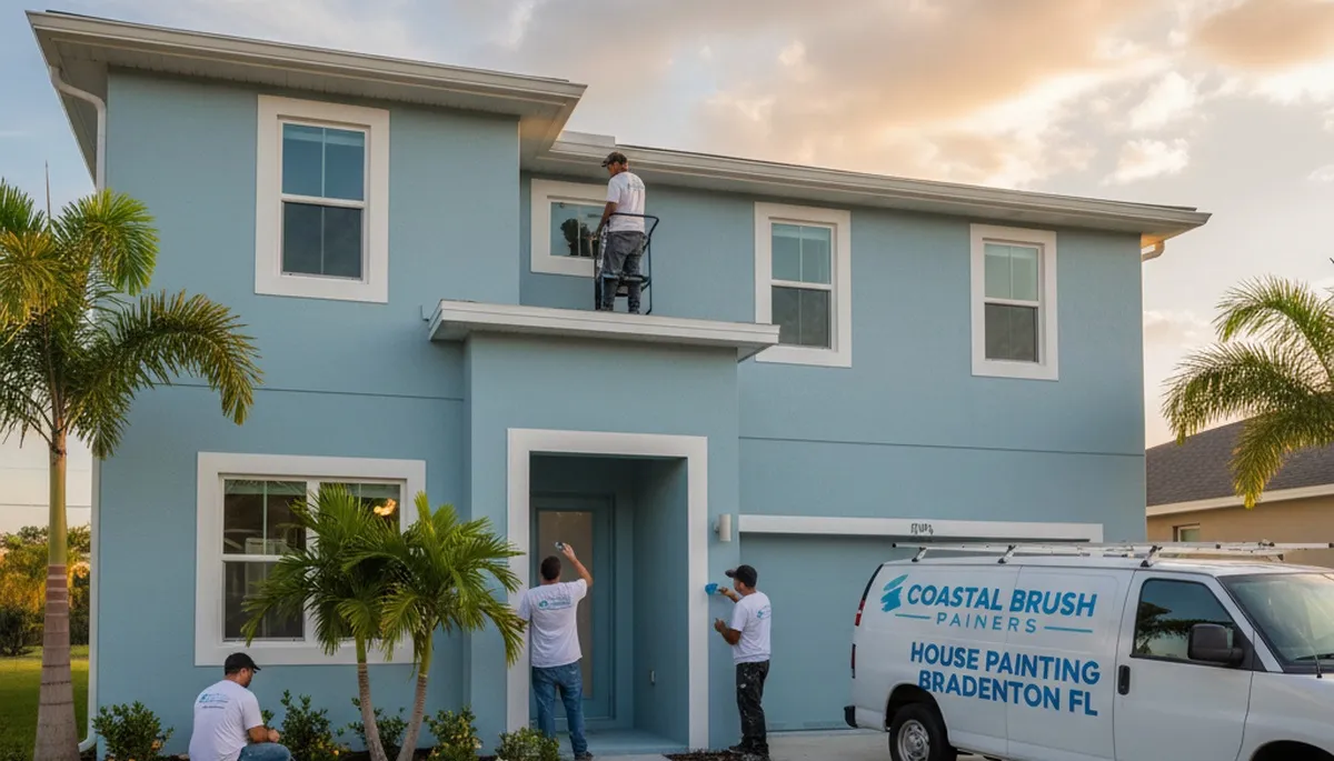 Professional house painters working on exterior home painting in Sarasota, FL