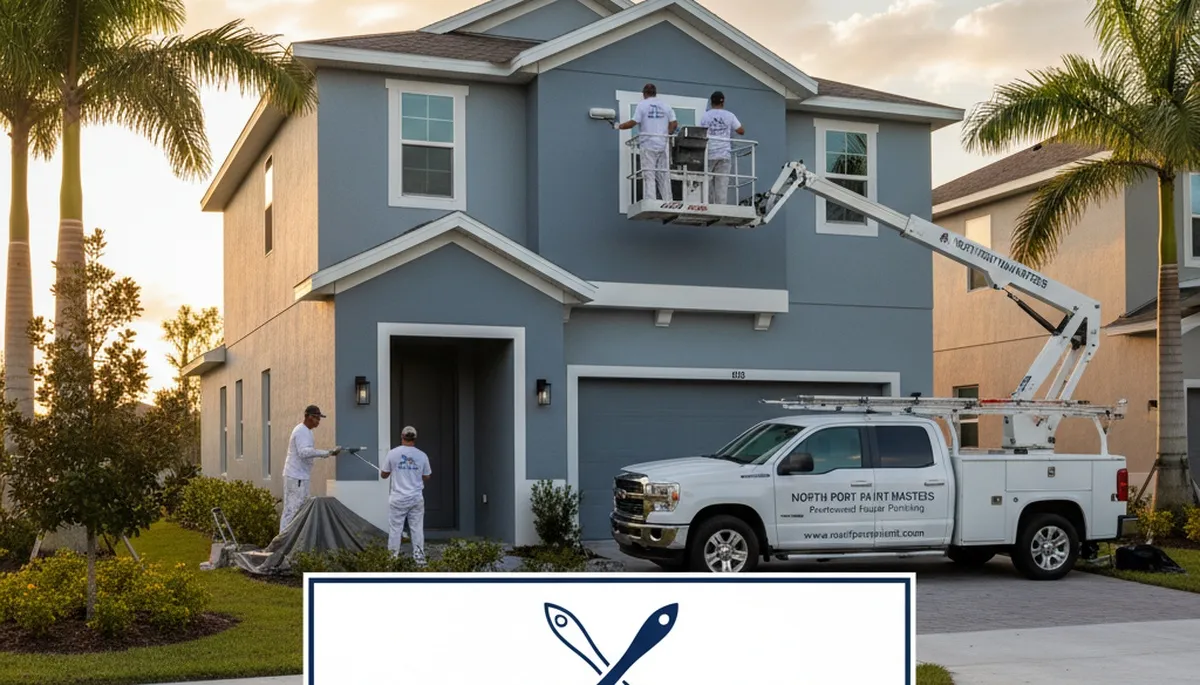 Professional house painters in Sarasota FL applying exterior paint to a coastal home façade