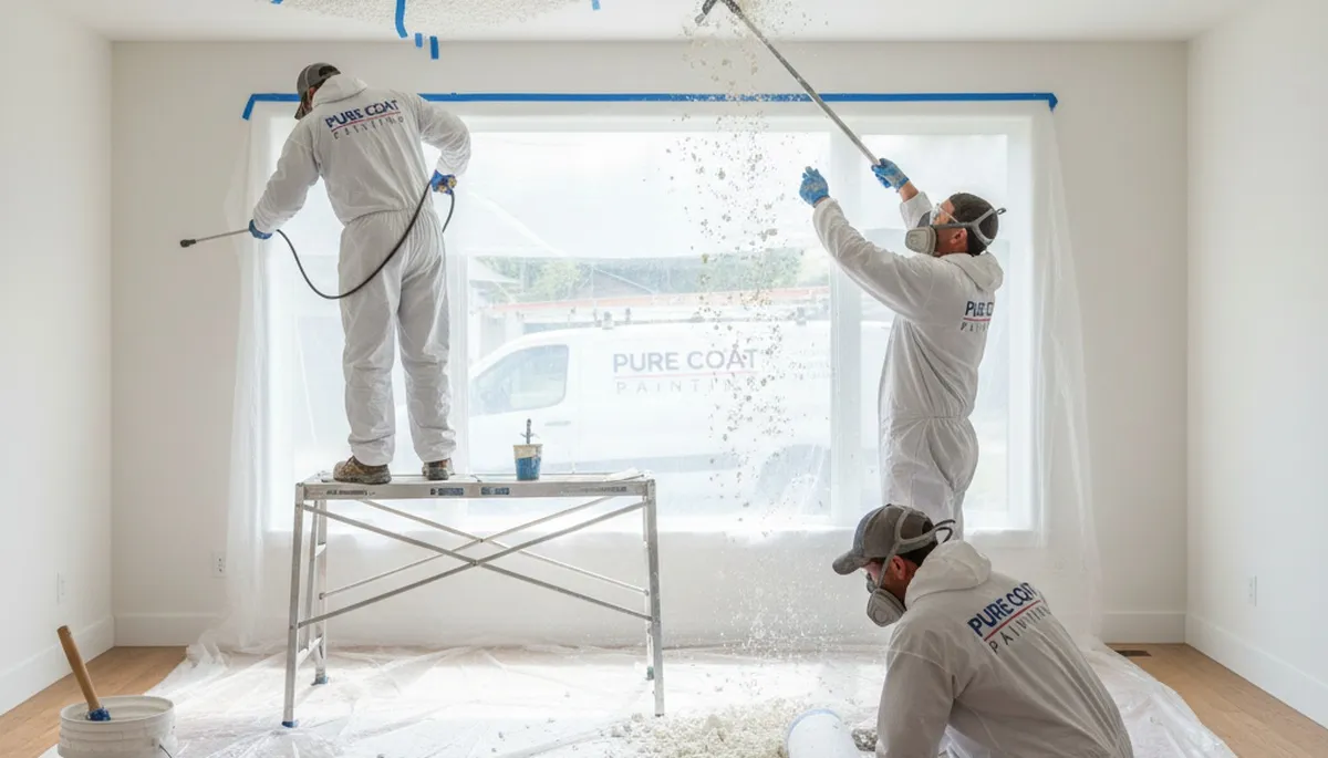 Professional popcorn ceiling removal in Sarasota FL for smooth modern home interiors