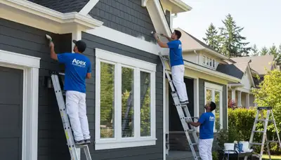 Professional trim and fascia painting on coastal home in Sarasota, FL by expert house painters