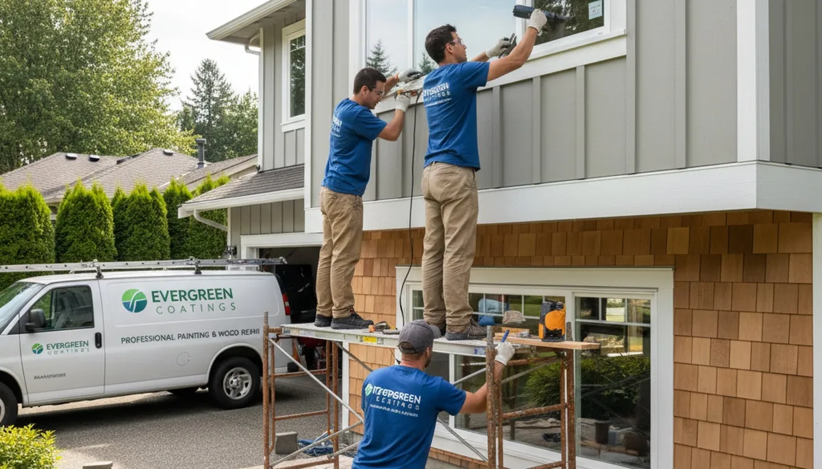 Professional wood rot repair on Sarasota FL home exterior by expert house painters